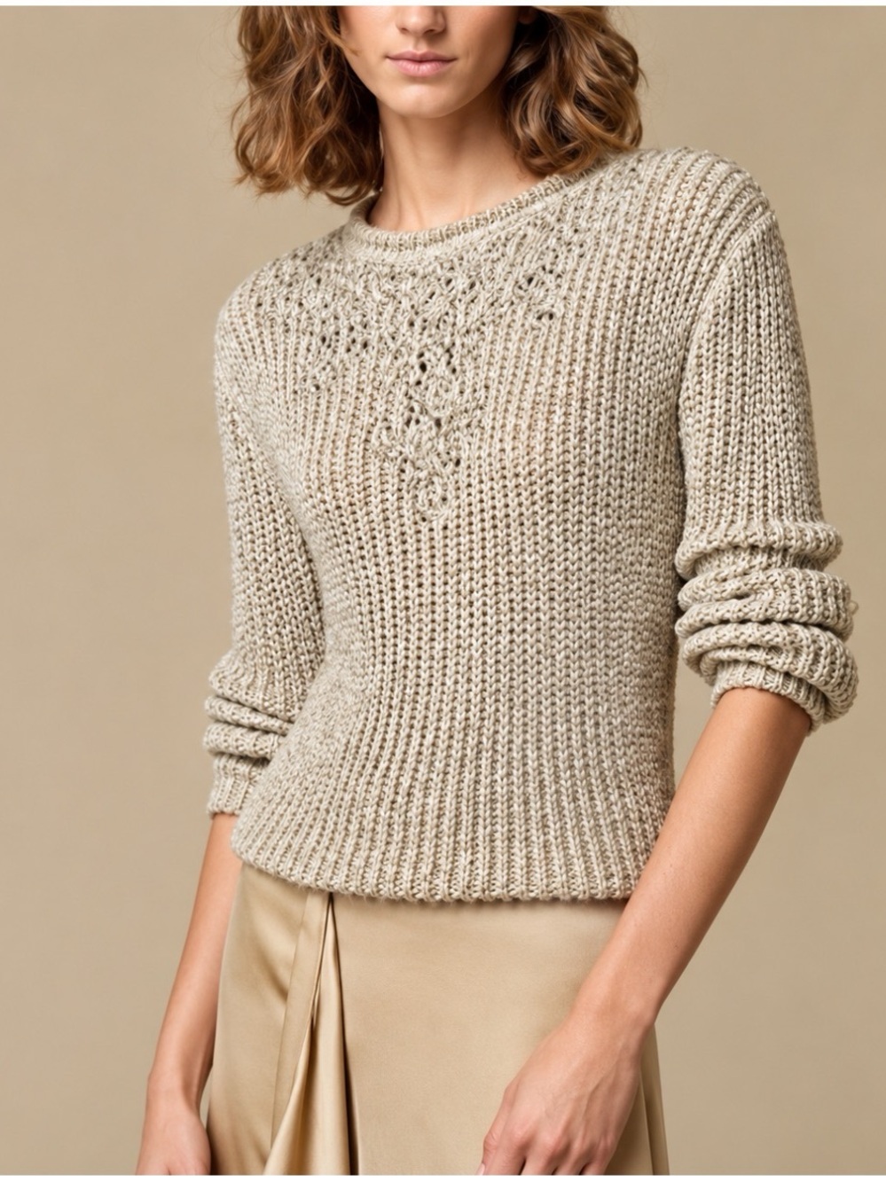 Ralph Lauren Purple Label XXL RARE Silk Embellished Sweater Rollneck Beige